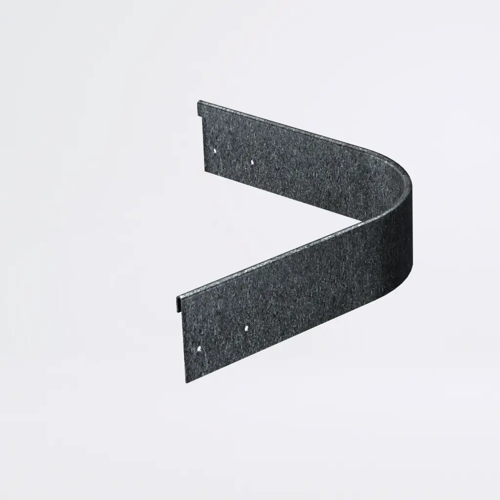 Round corner piece 75mm profile 90 degrees 305mm x 305mm Gal Lip Inside (With Connector & 4 x Screws)