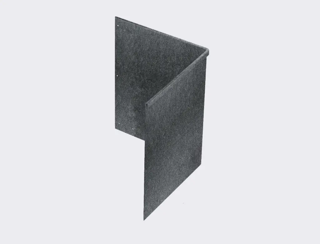 Corner piece 580mm profile 90 degrees 305mm x 305mm Galvanised Lip Outside (including Connector, 4 Screws & 6 Rivets)