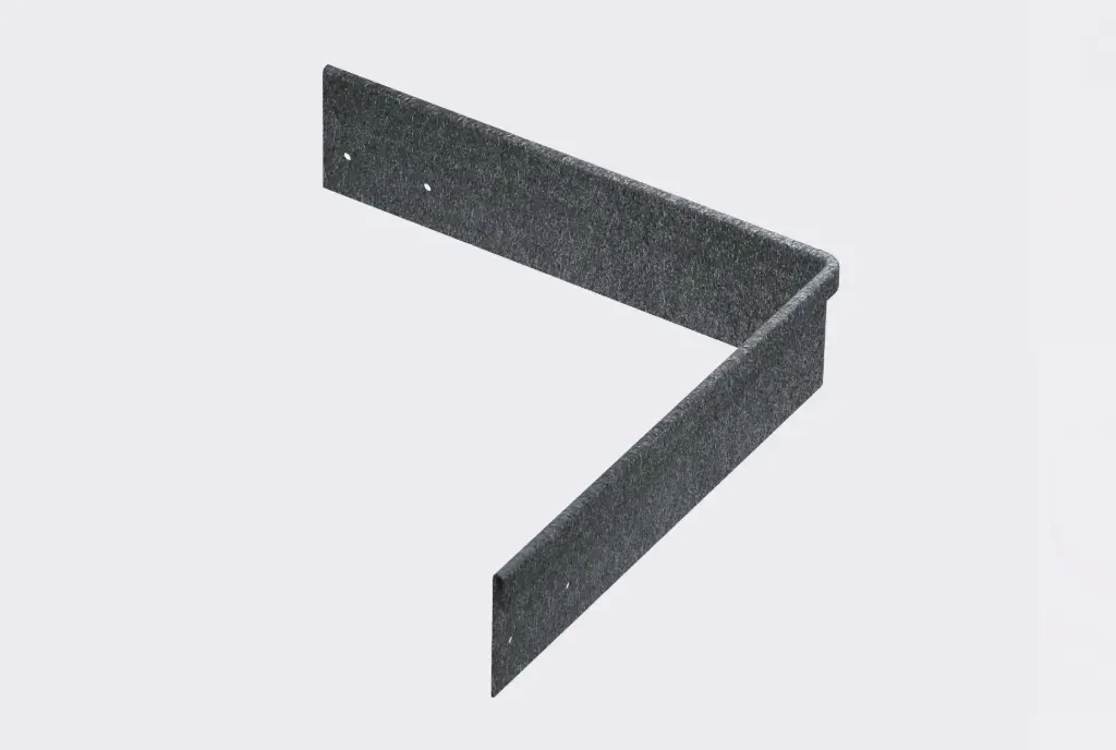 Corner piece 75mm profile 90 degrees 305mm x 305mm Gal Lip Outside (With Connector & 4 x Screws)