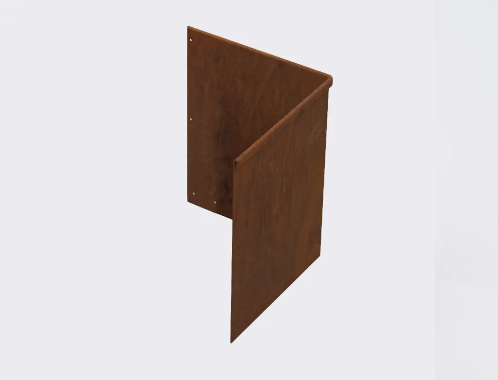 Corner piece 390mm profile 90 degrees 305mm x 305mm Redcor Lip Outside (including Connector, 4 Screws & 4 Rivets)